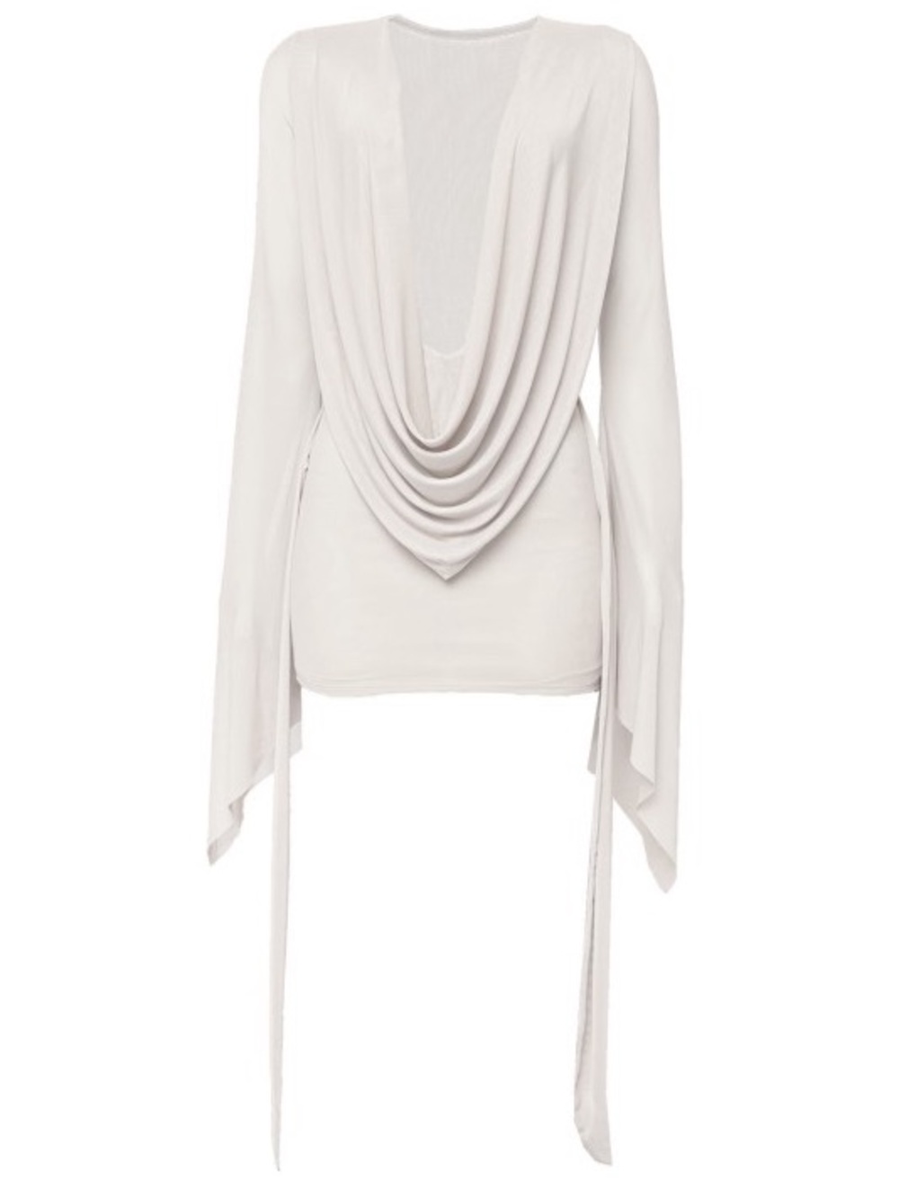 Draped Long Sleeve White Mini Dress